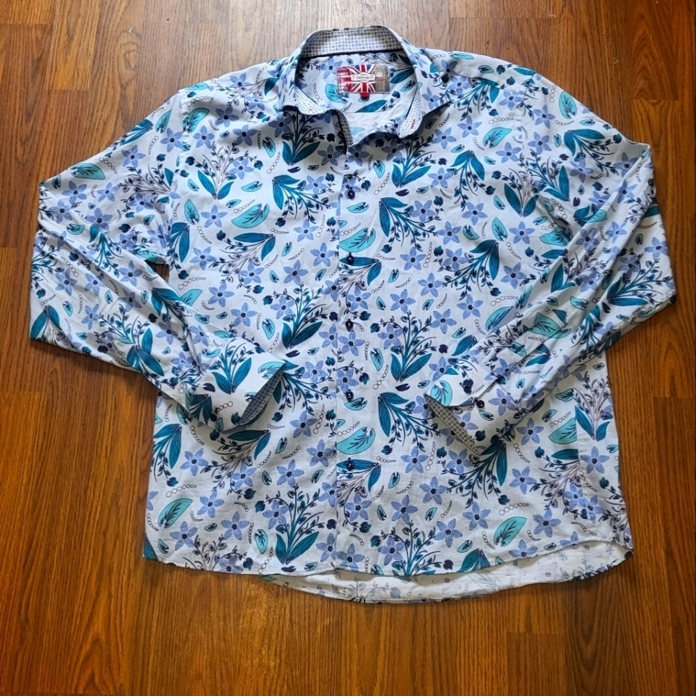 London 7 Downie St.Couture Button-Down Shirt Men’s Size Large Made in Turkey B28